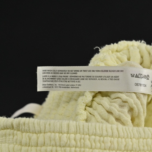 Free People Walk On Fire‎ Pants Size XS Pull On Endless Summer Lime Glo Smocked - Picture 8 of 13